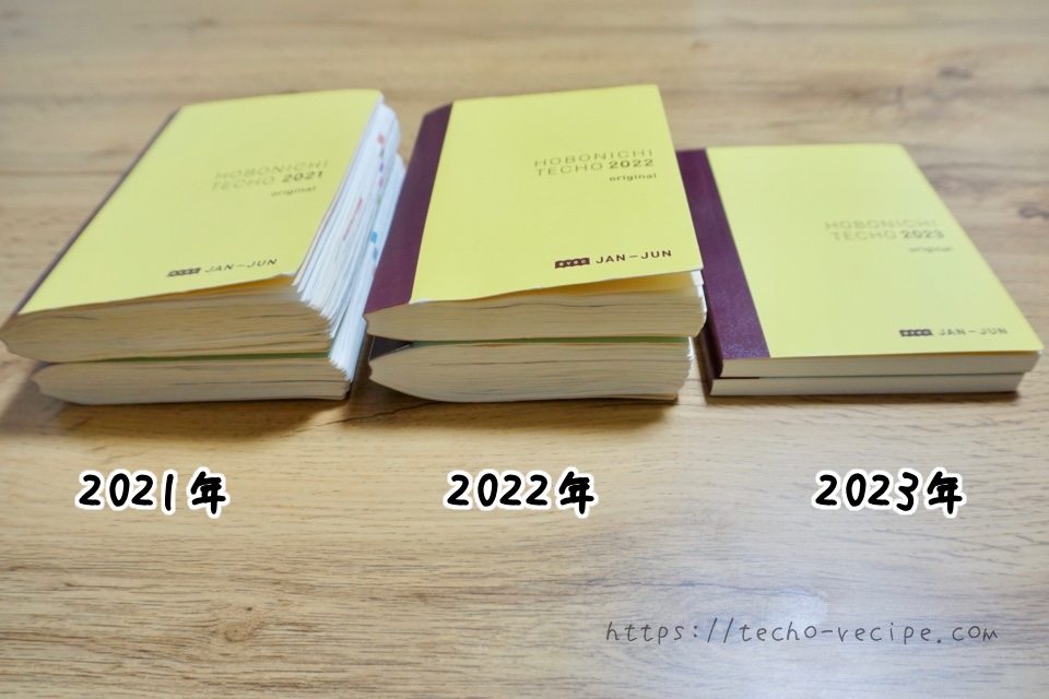 3年分のほぼ日手帳オリジナルavecを比較