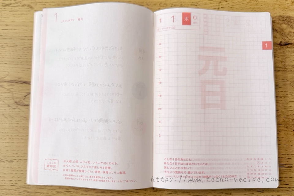 ほぼ日手帳オリジナルavecの扉ページ