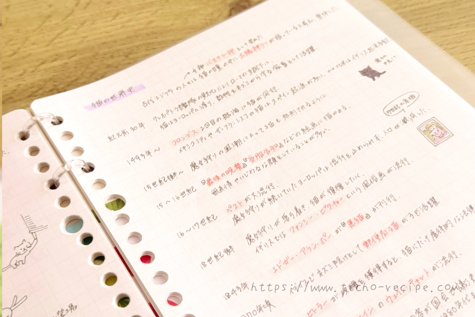 ねこ検定中級のノートの中身